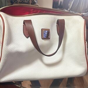 Elegant White and Brown Women's Bag